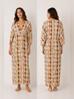 New Enjoy Petra printed V-neck long sleeve maxi dress